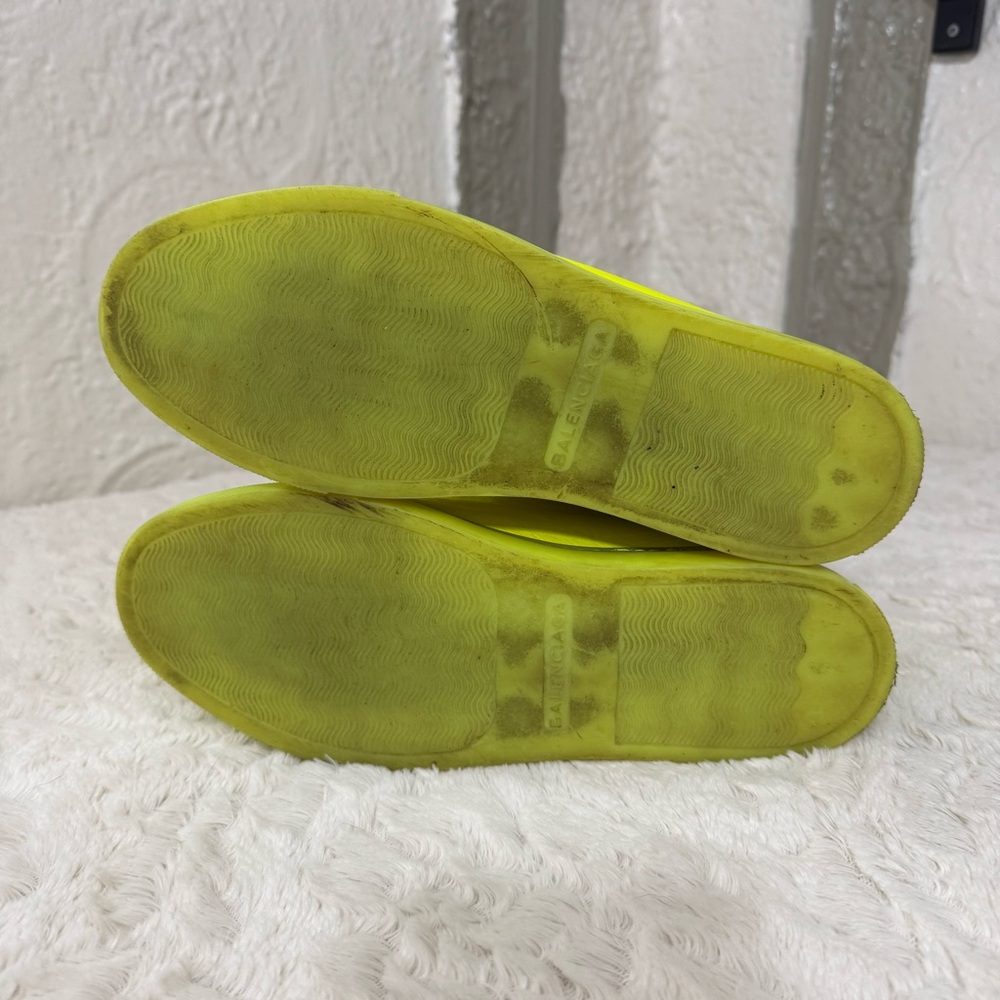 Balenciaga Arena Leather High Neon Sneakers Yellow 433296 Size 38 - Picture 7 of 12